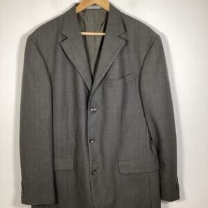 Oscar de la Renta Sport Coat Blazer Jacket‎ Men 42L Brown Check Textured Wool